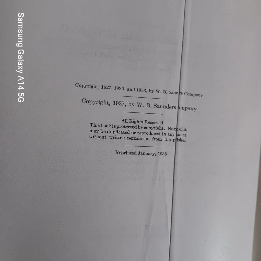 CECIL Text Book of Medicine Volume II Fourth Edition Medical Hardcover 1938